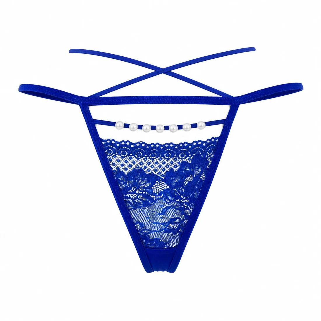 Pearl Trim Lace G-String in Blue, photo 4