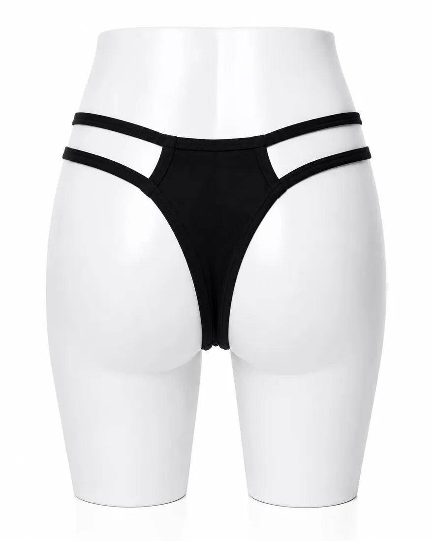 Floral Lace Cotton Gusset Panty in Black, photo 2