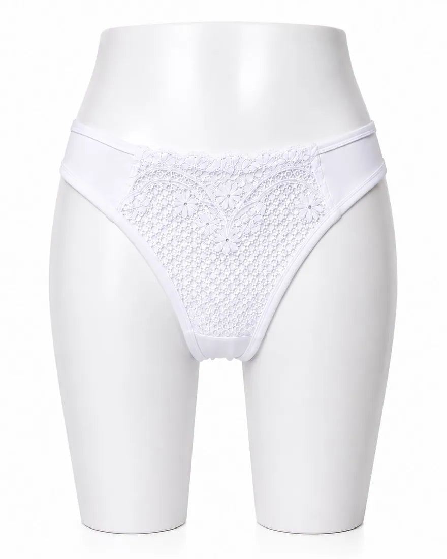 Floral Lace Cotton Gusset Panty in White, photo 1