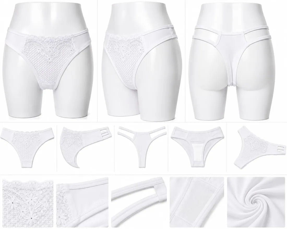 Floral Lace Cotton Gusset Panty in White, photo 4