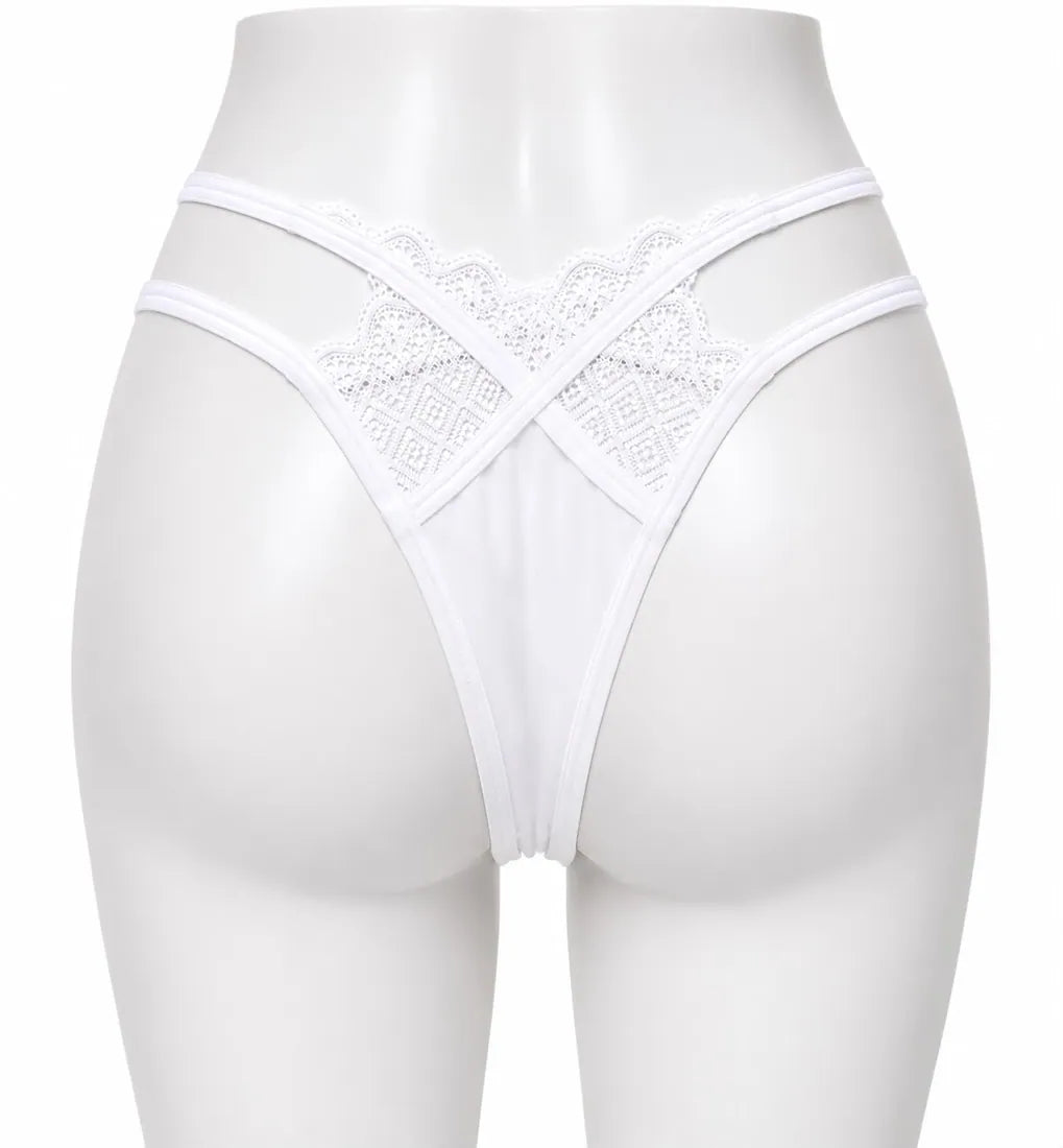 Pearl Chain Lace Thong in White, photo 2