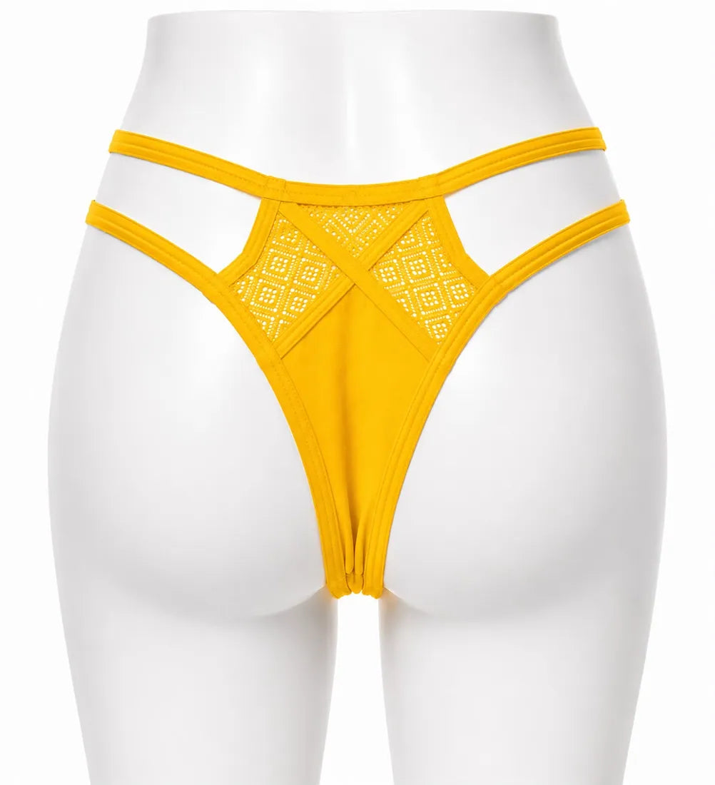 Pearl Chain Lace Thong in Yellow, photo 2