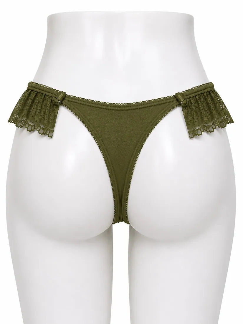 Heart Pendant Chain Thong in Dark Green, photo 1
