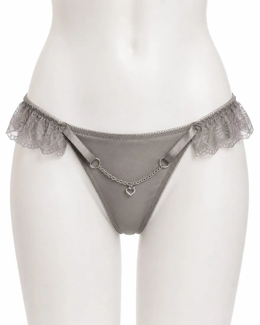 Heart Pendant Chain Thong in Grey, photo 1