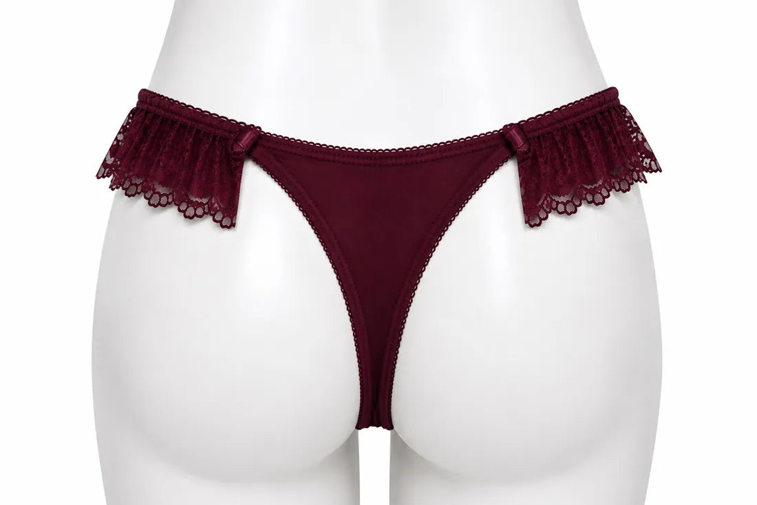 Heart Pendant Chain Thong in Maroon, photo 2