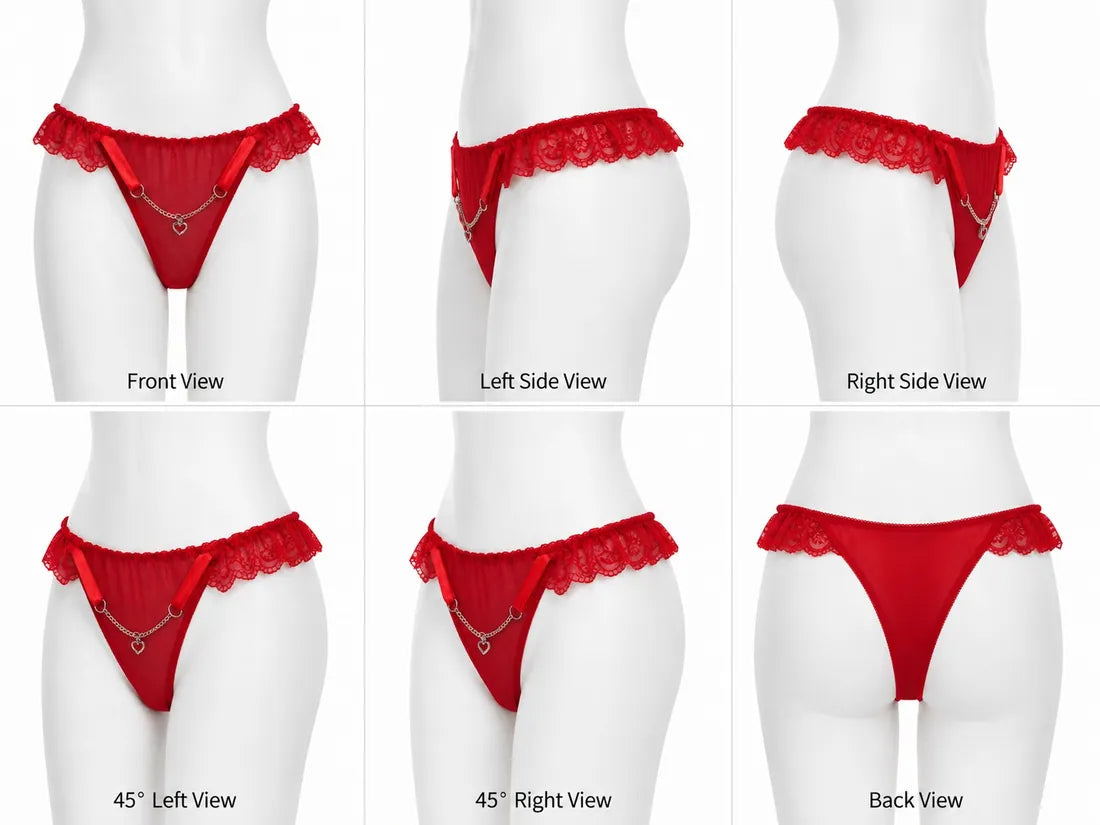 Heart Pendant Chain Thong in Red, photo 3