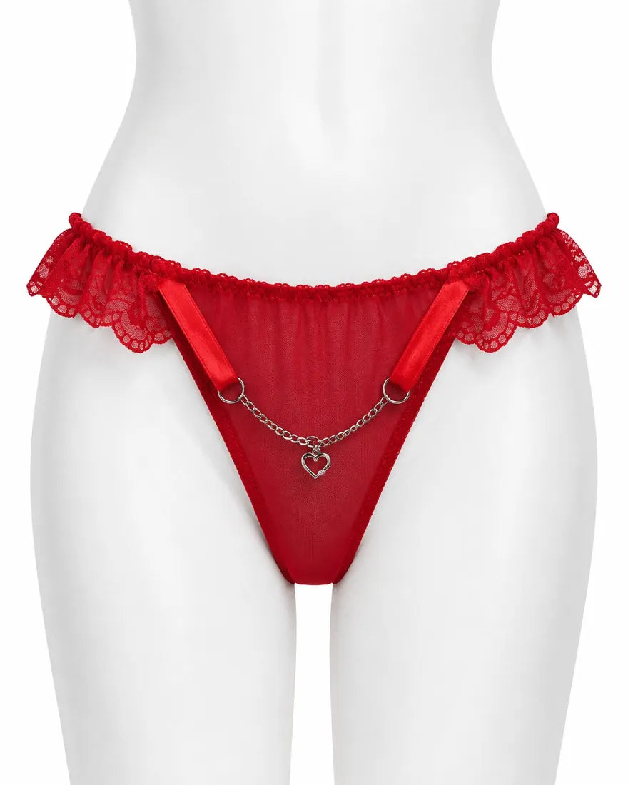 Heart Pendant Chain Thong in Red, photo 1