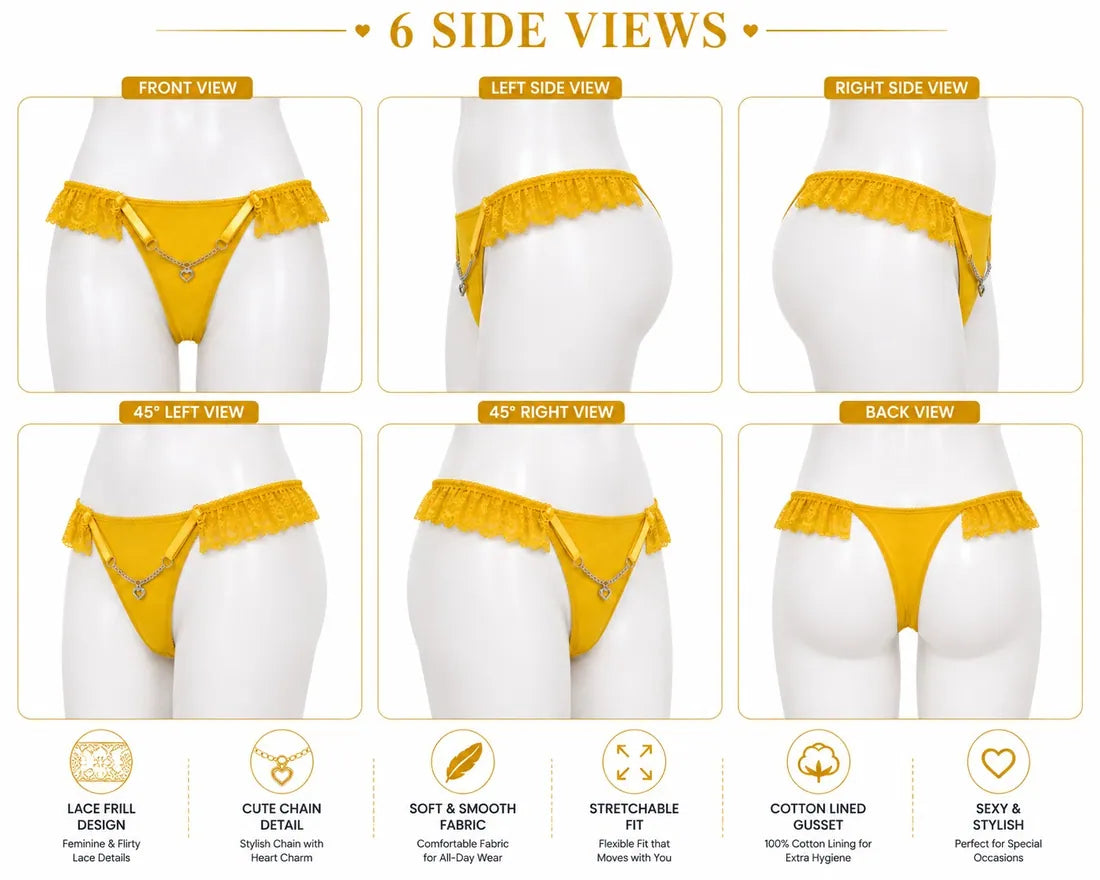 Heart Pendant Chain Thong in Yellow, photo 3