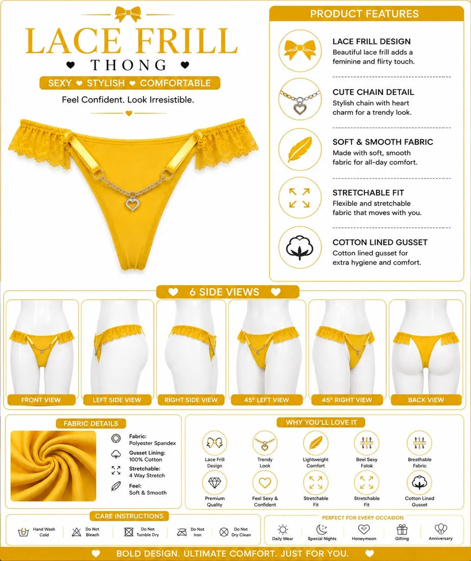 Heart Pendant Chain Thong in Yellow, photo 4