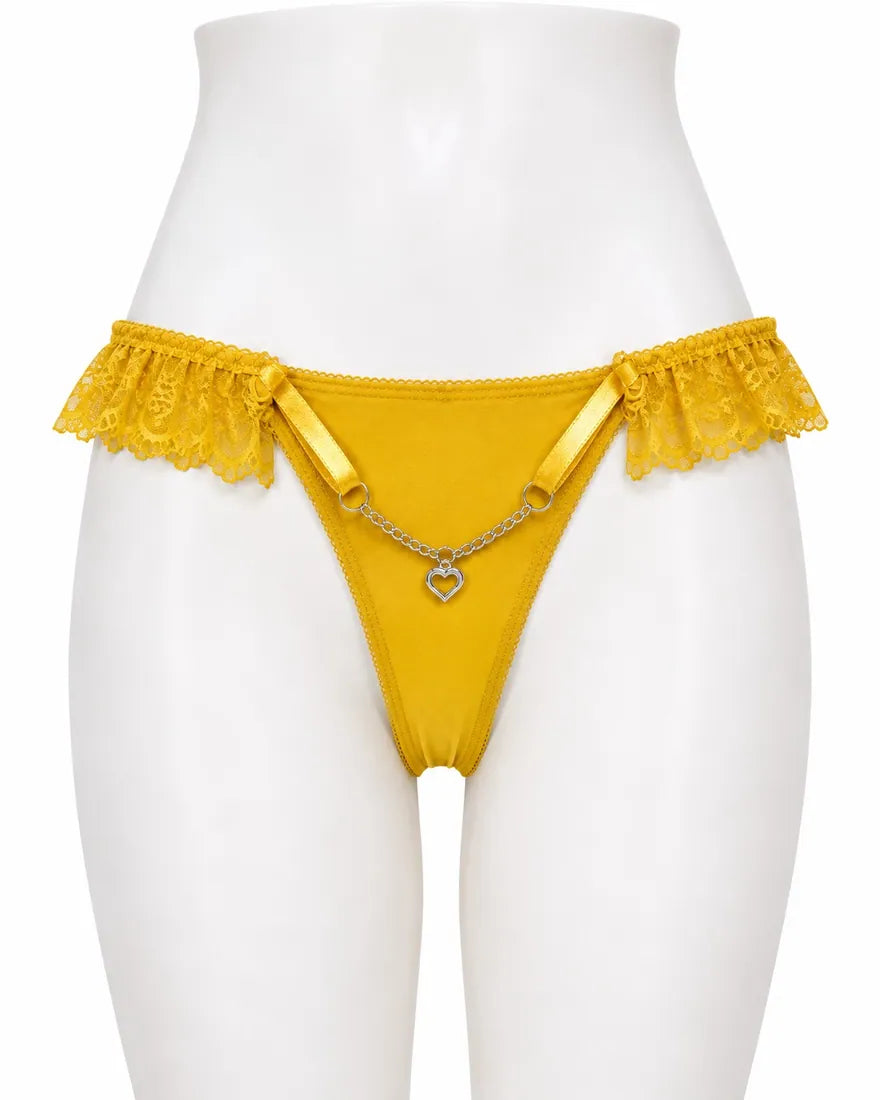 Heart Pendant Chain Thong in Yellow, photo 1