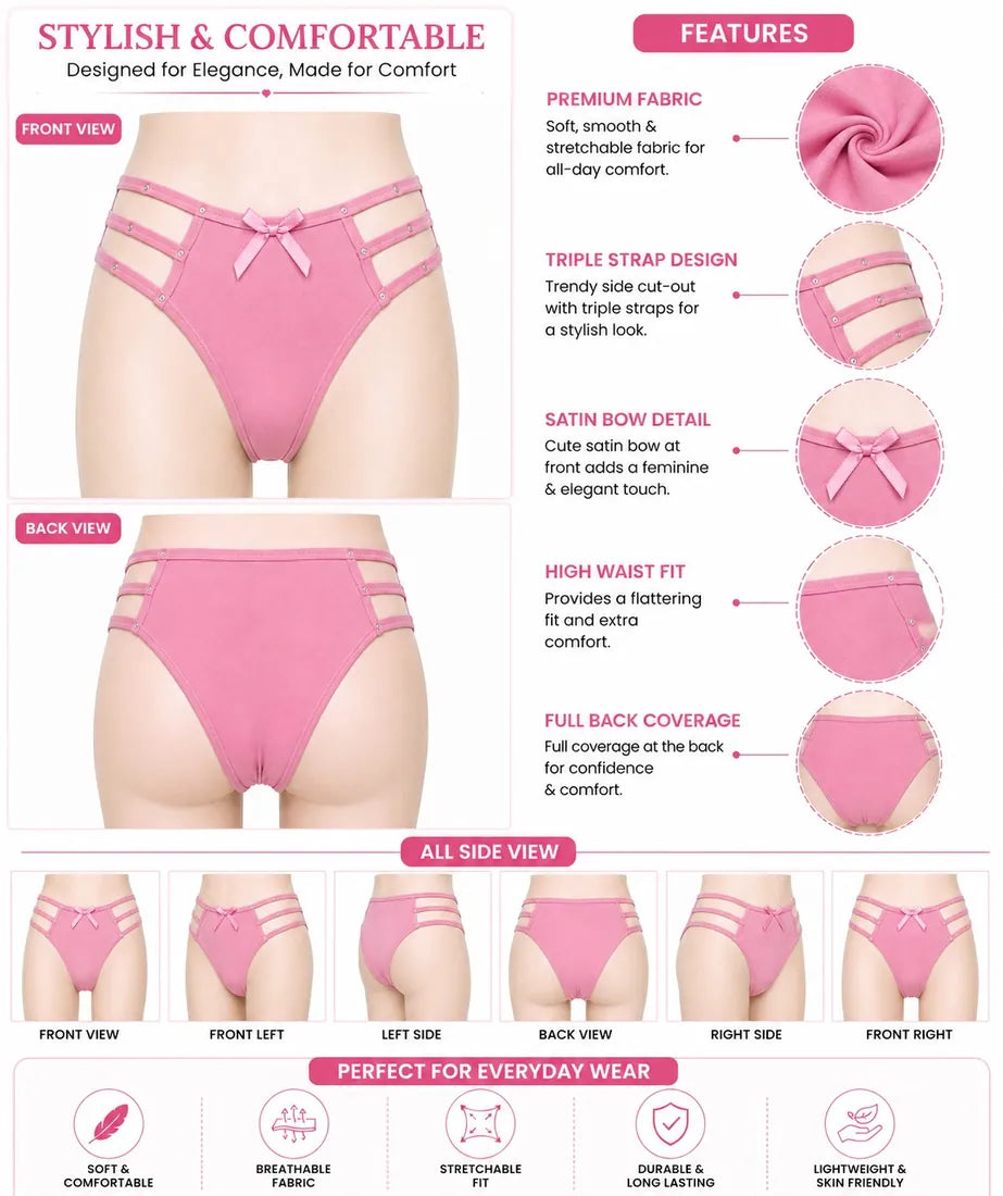 Diamante Cage Strap Panty in Light Pink, photo 4