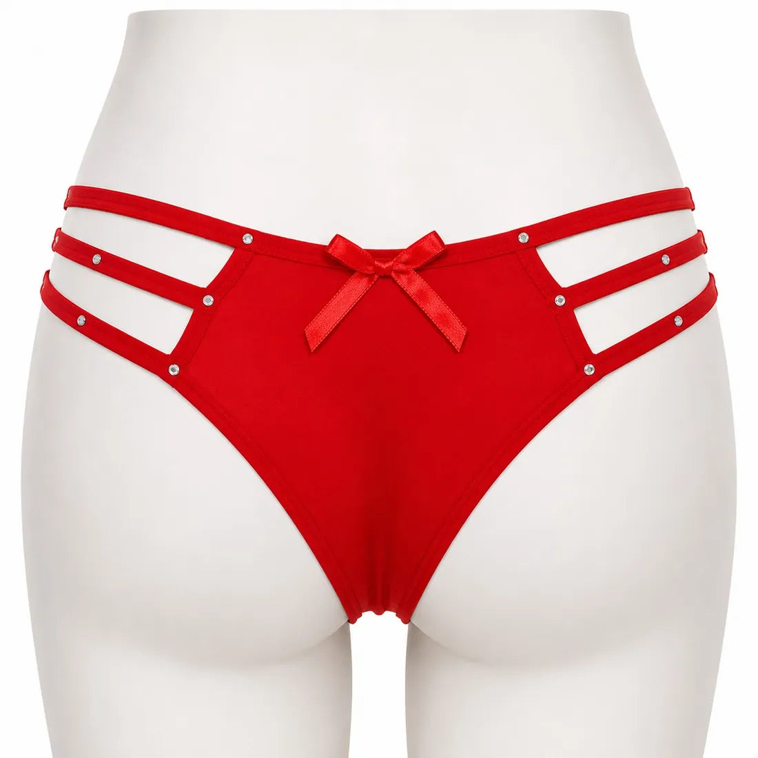 Diamante Cage Strap Panty in Red, photo 1