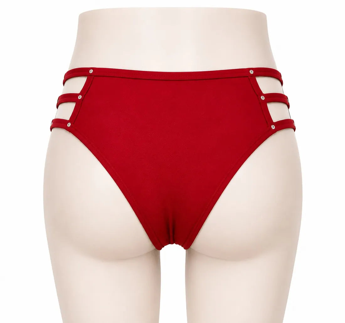 Diamante Cage Strap Panty in Red, photo 2