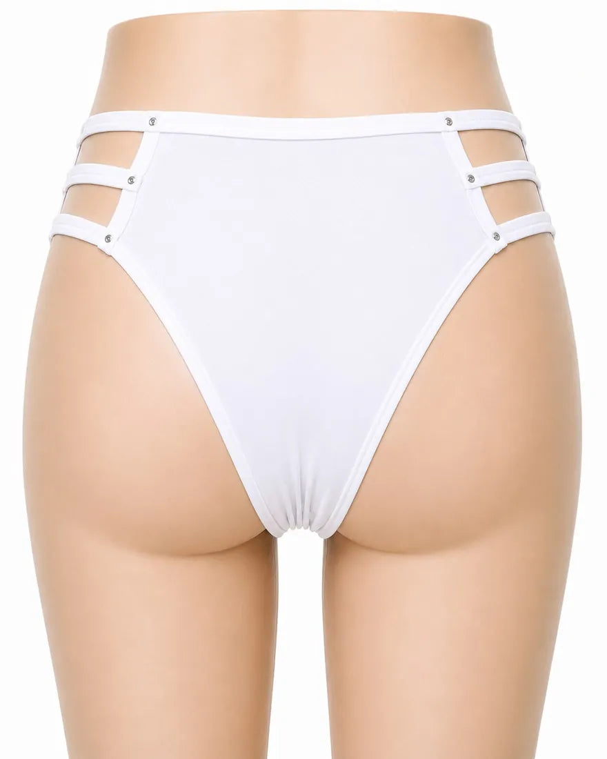 Diamante Cage Strap Panty in White, photo 2