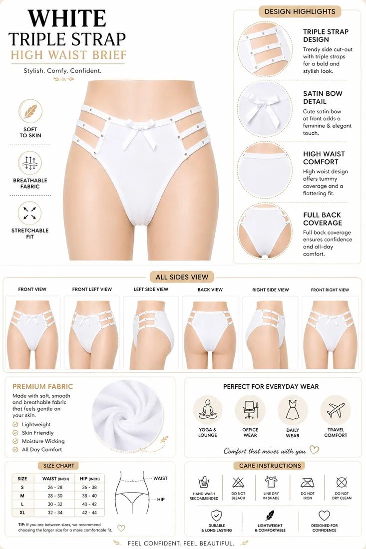 Diamante Cage Strap Panty in White, photo 3