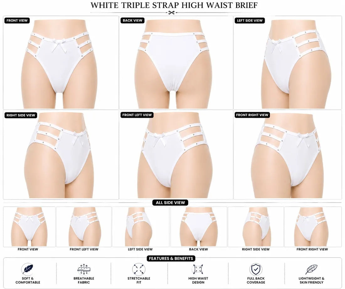 Diamante Cage Strap Panty in White, photo 4
