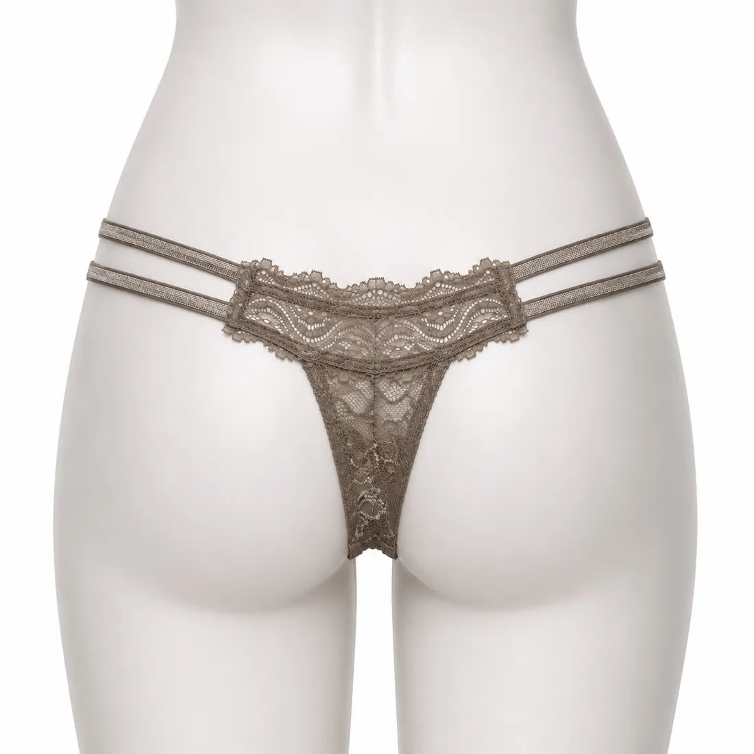 Scalloped Lace Ribbon Thong in Grey, photo 2