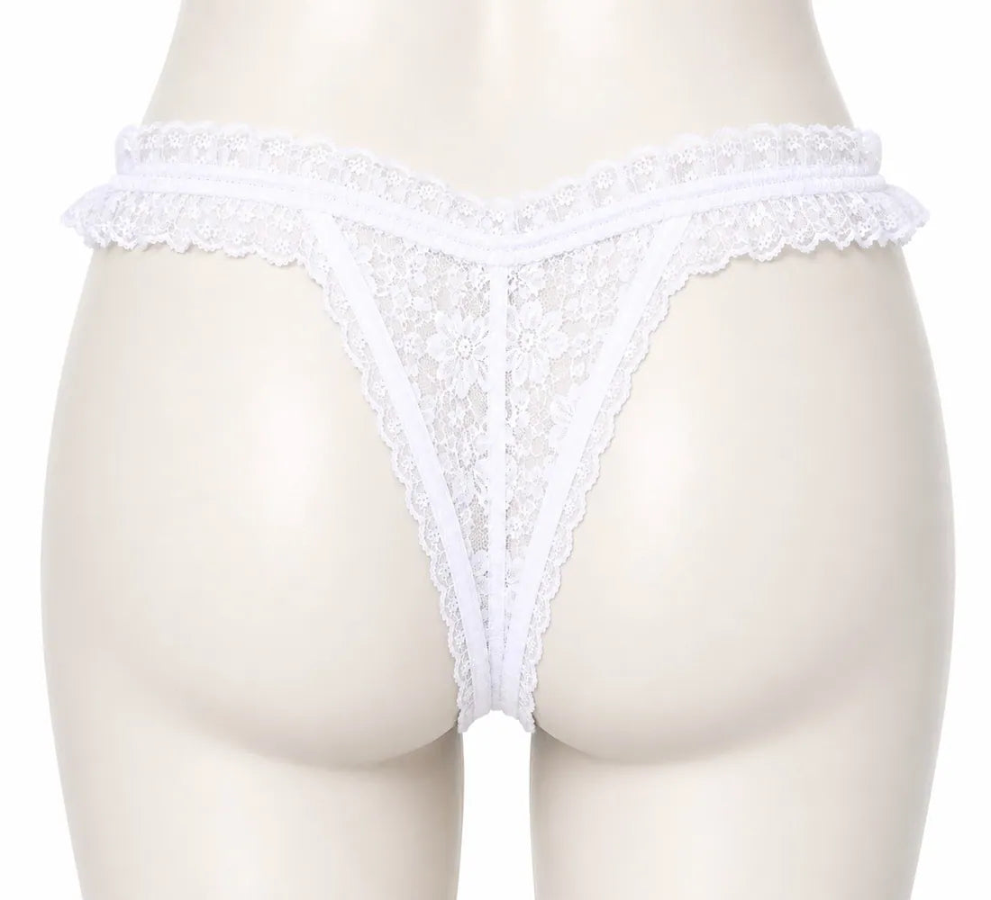 Pearl Split-Front Lace Panty in White, photo 2