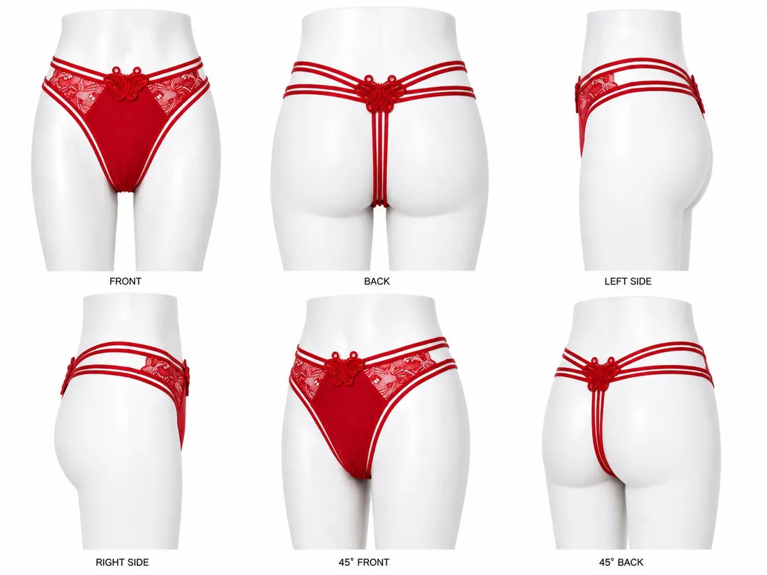 Butterfly Lace Applique Thong in Red, photo 3