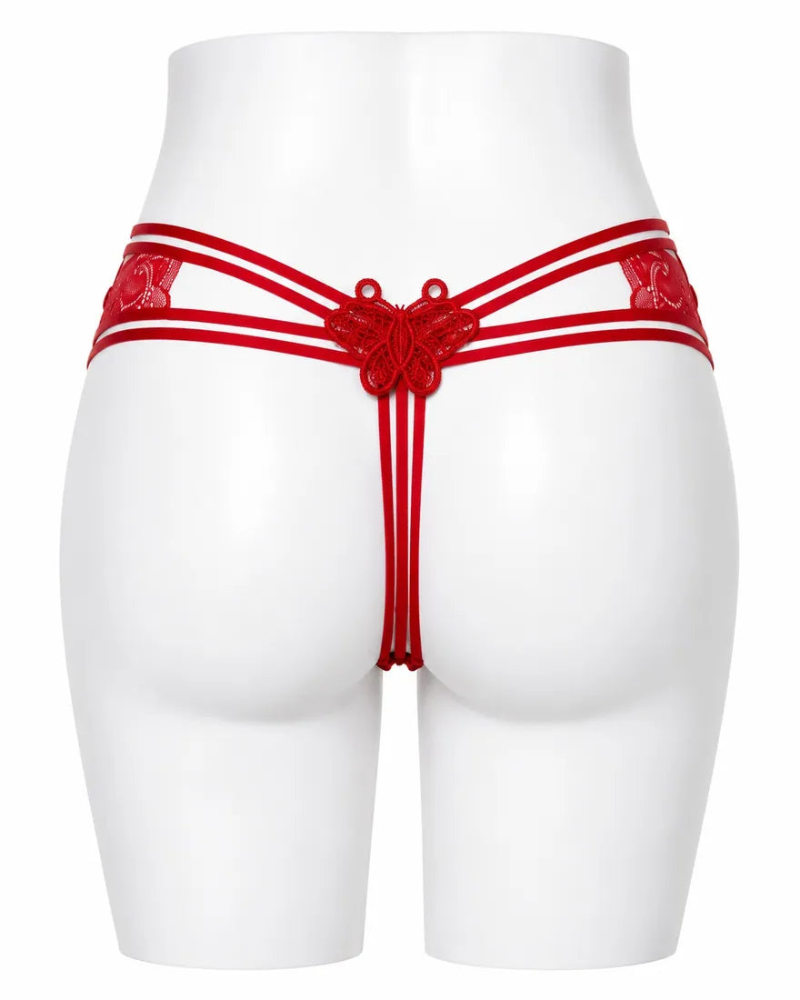 Butterfly Lace Applique Thong in Red, photo 2