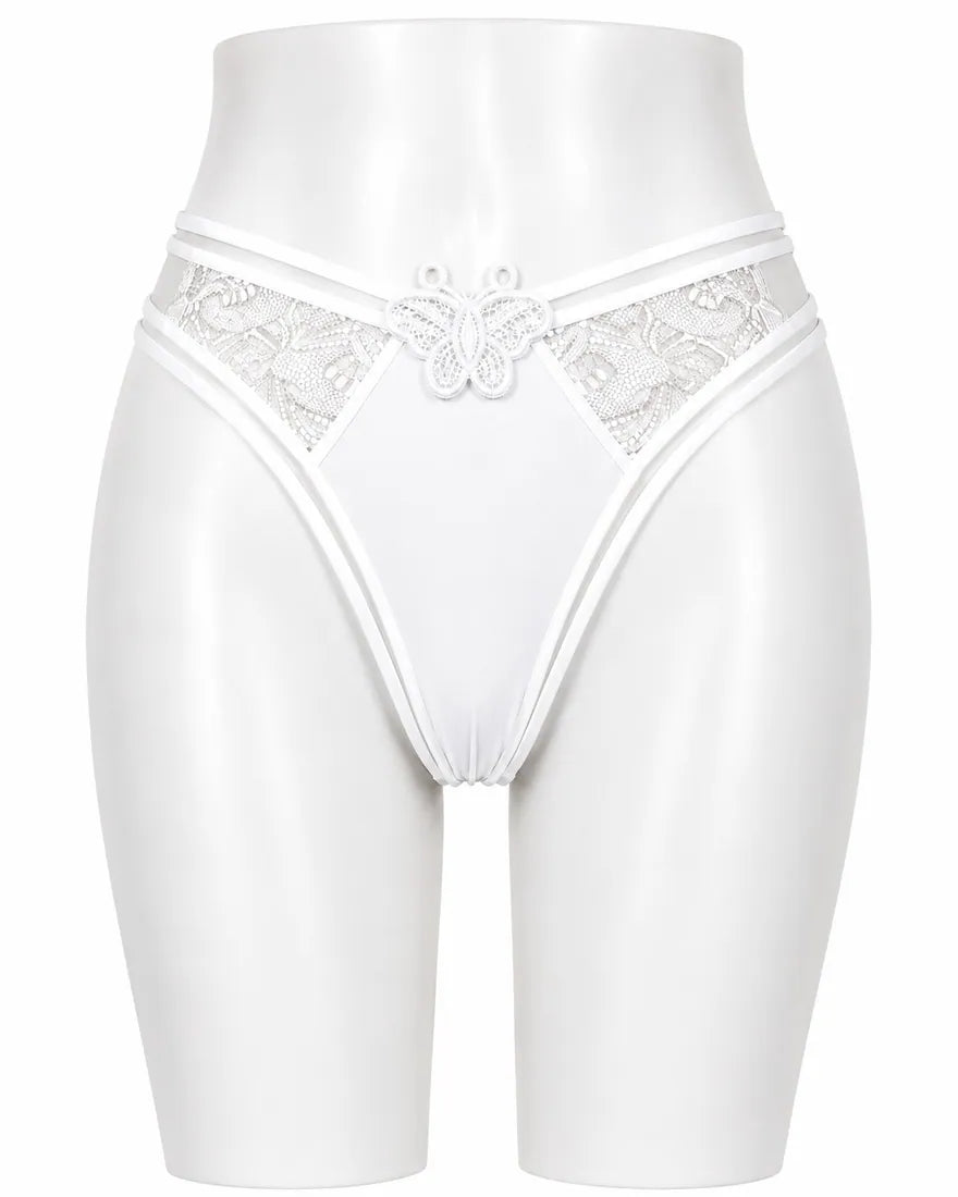 Butterfly Lace Applique Thong in White, photo 1