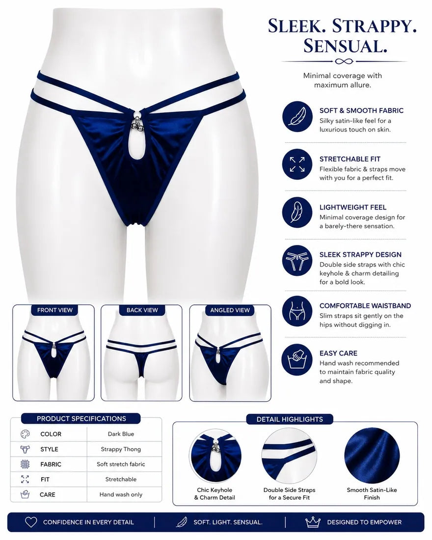 Minimalist Ring Strap Thong in Blue, photo 3