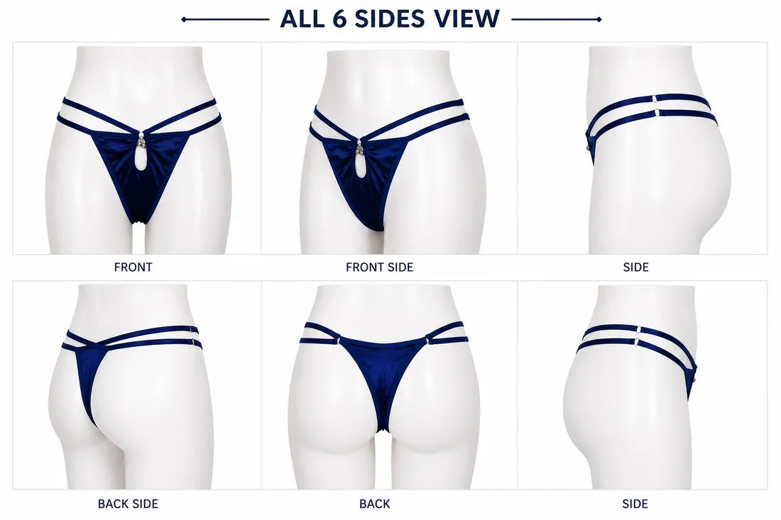 Minimalist Ring Strap Thong in Blue, photo 4