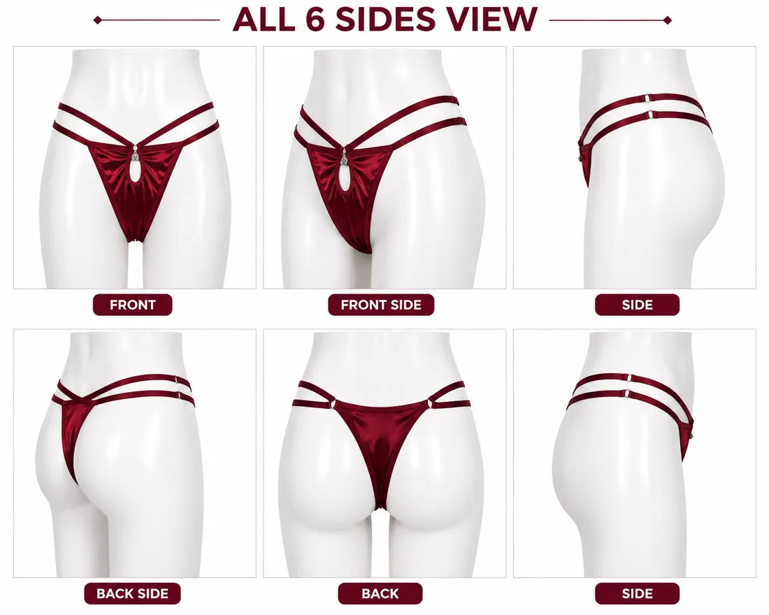 Minimalist Ring Strap Thong in Maroon, photo 3