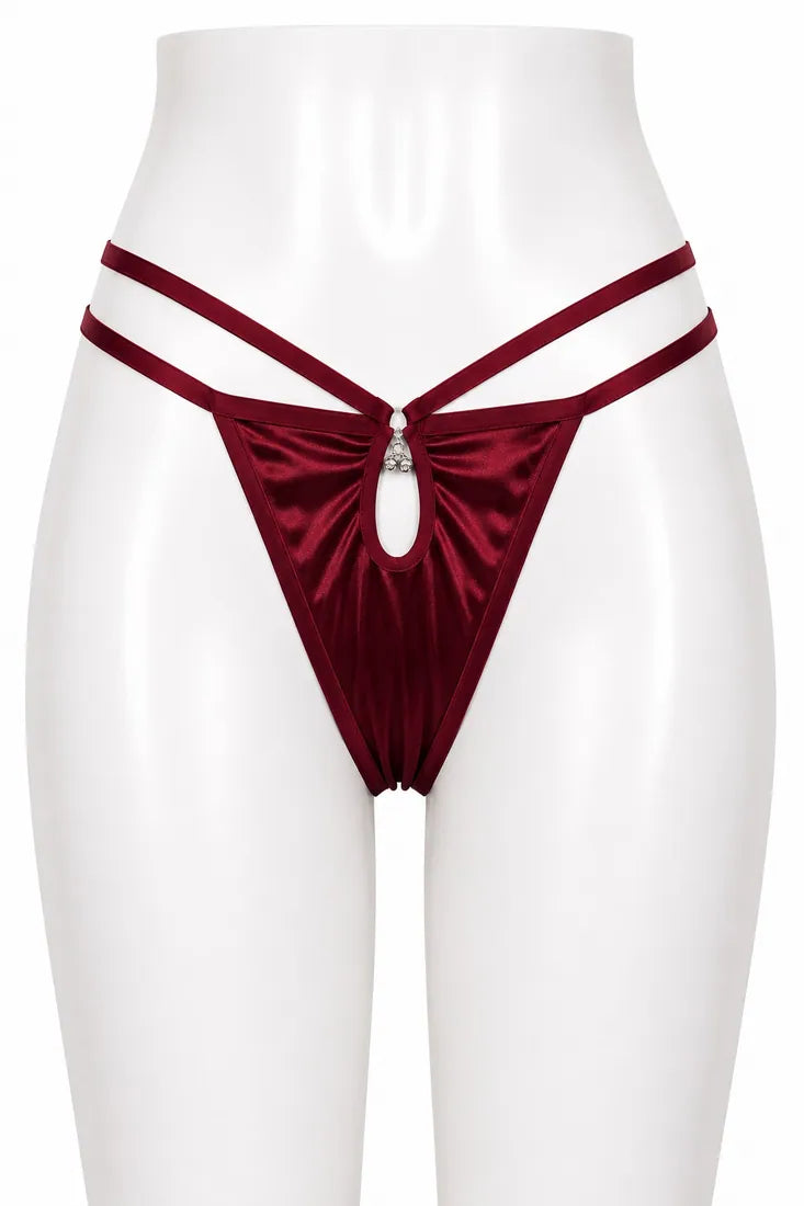 Minimalist Ring Strap Thong in Maroon, photo 1