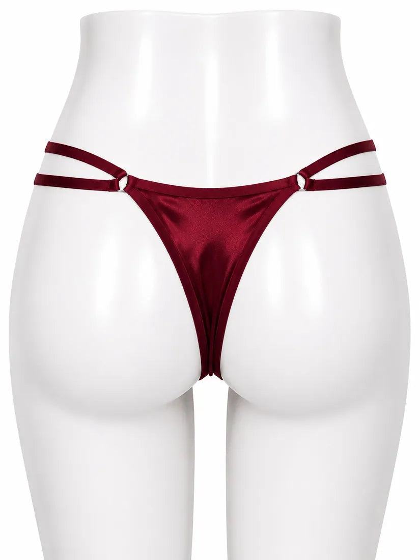 Minimalist Ring Strap Thong in Maroon, photo 2