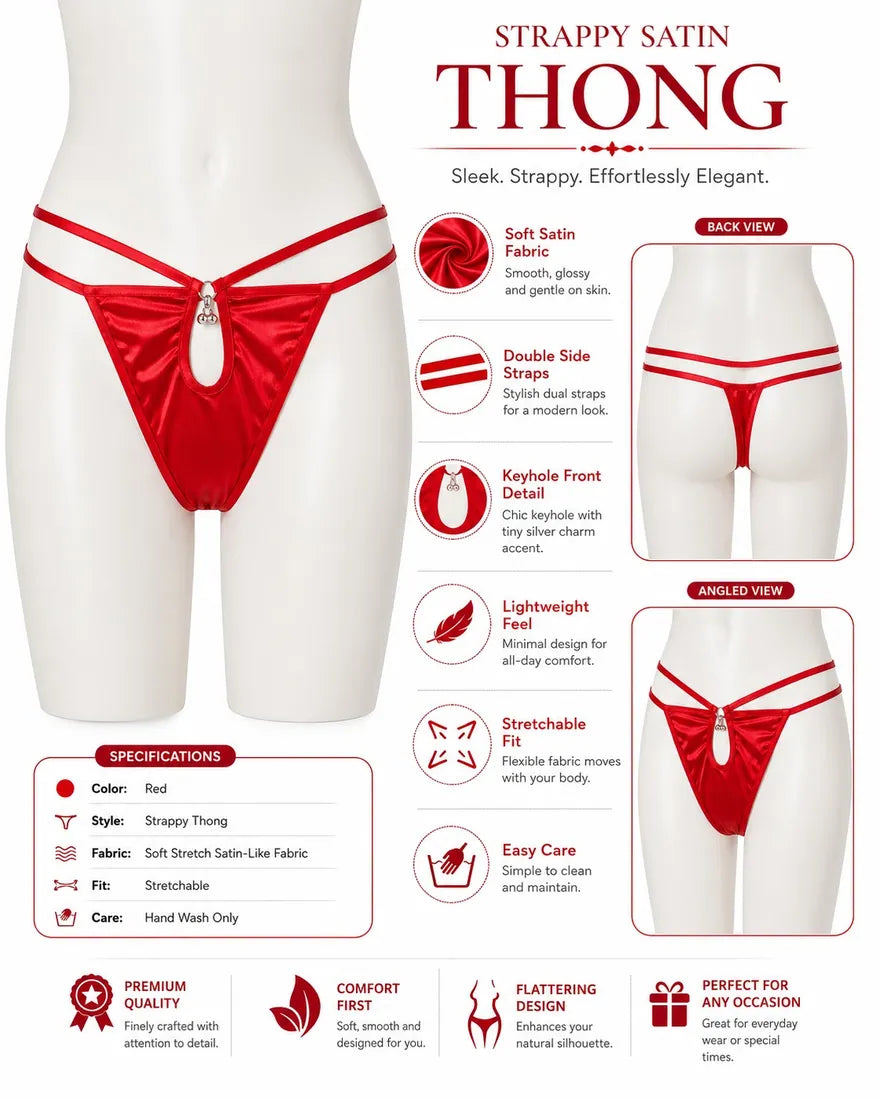 Minimalist Ring Strap Thong in Red, photo 4