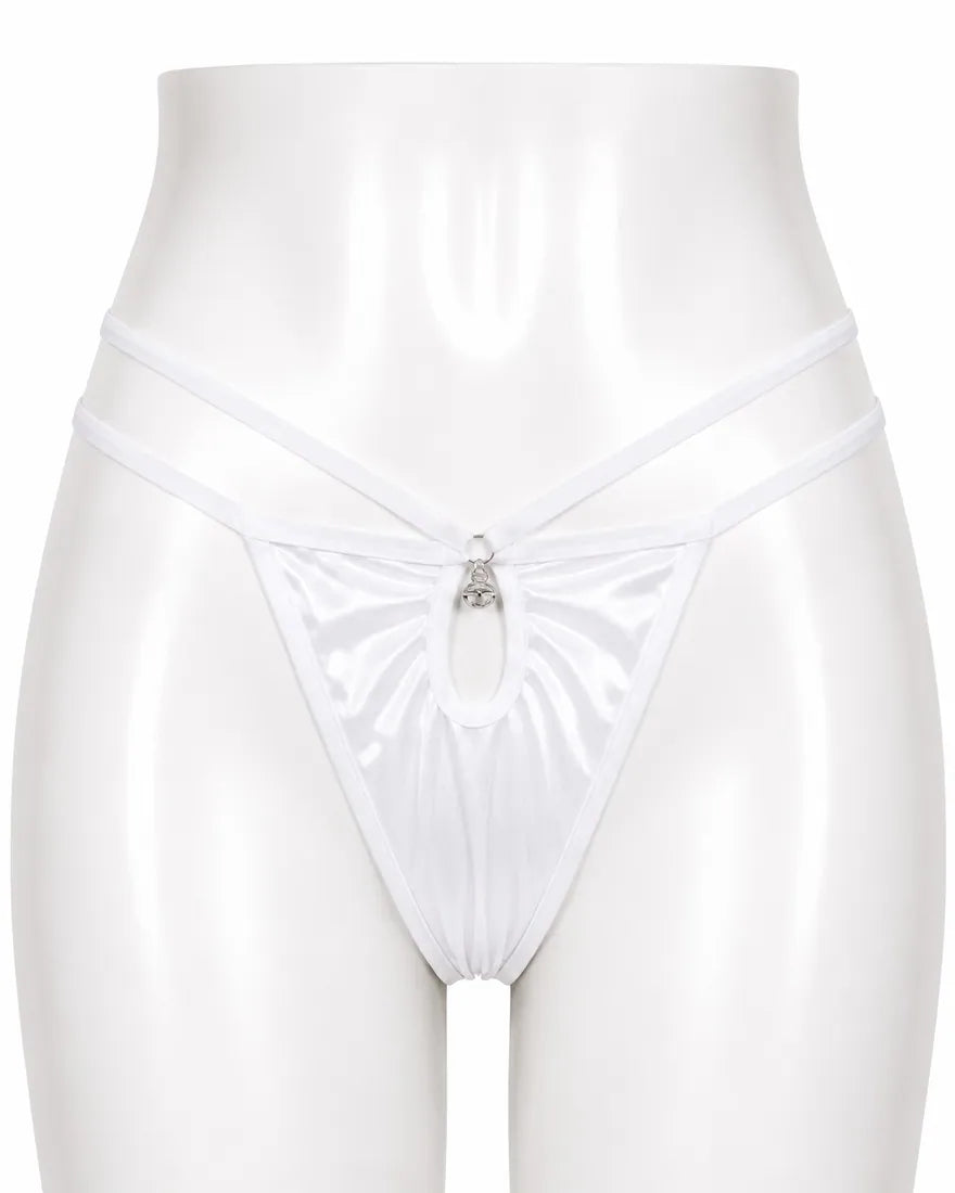Minimalist Ring Strap Thong in White, photo 1