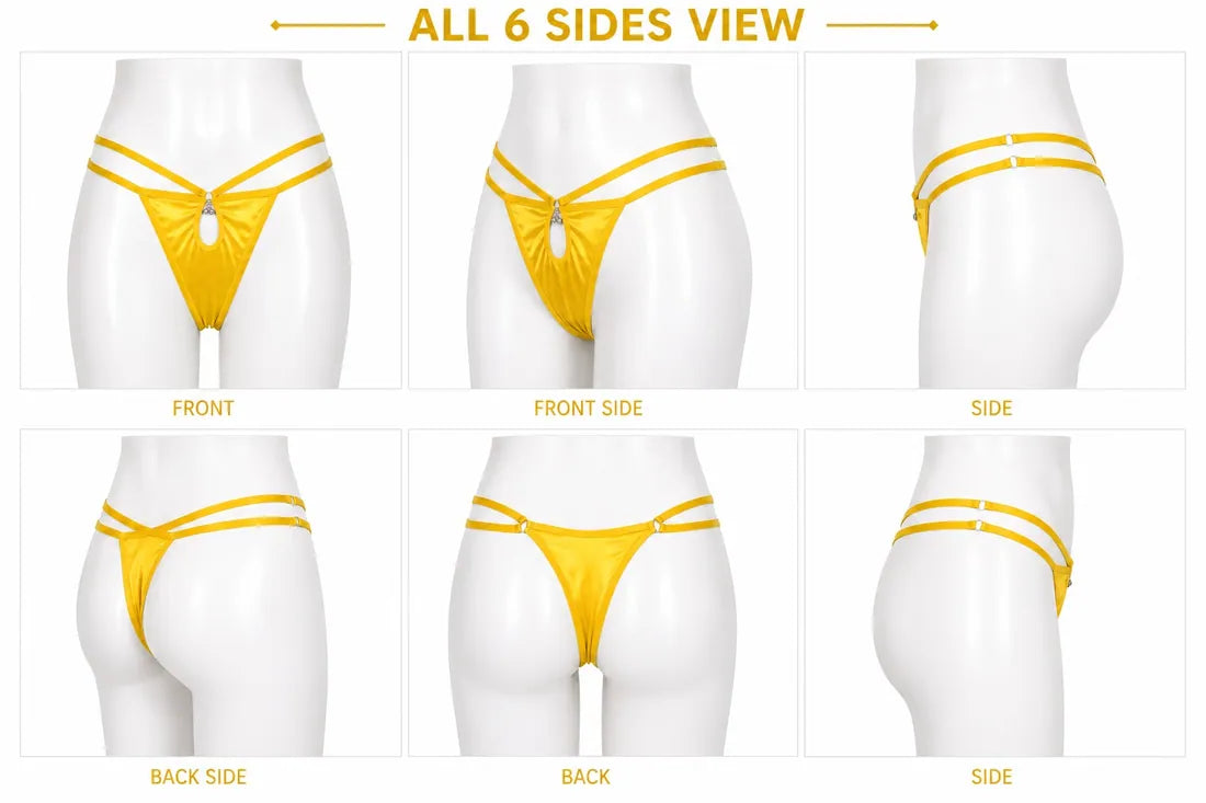 Minimalist Ring Strap Thong in Yellow, photo 3