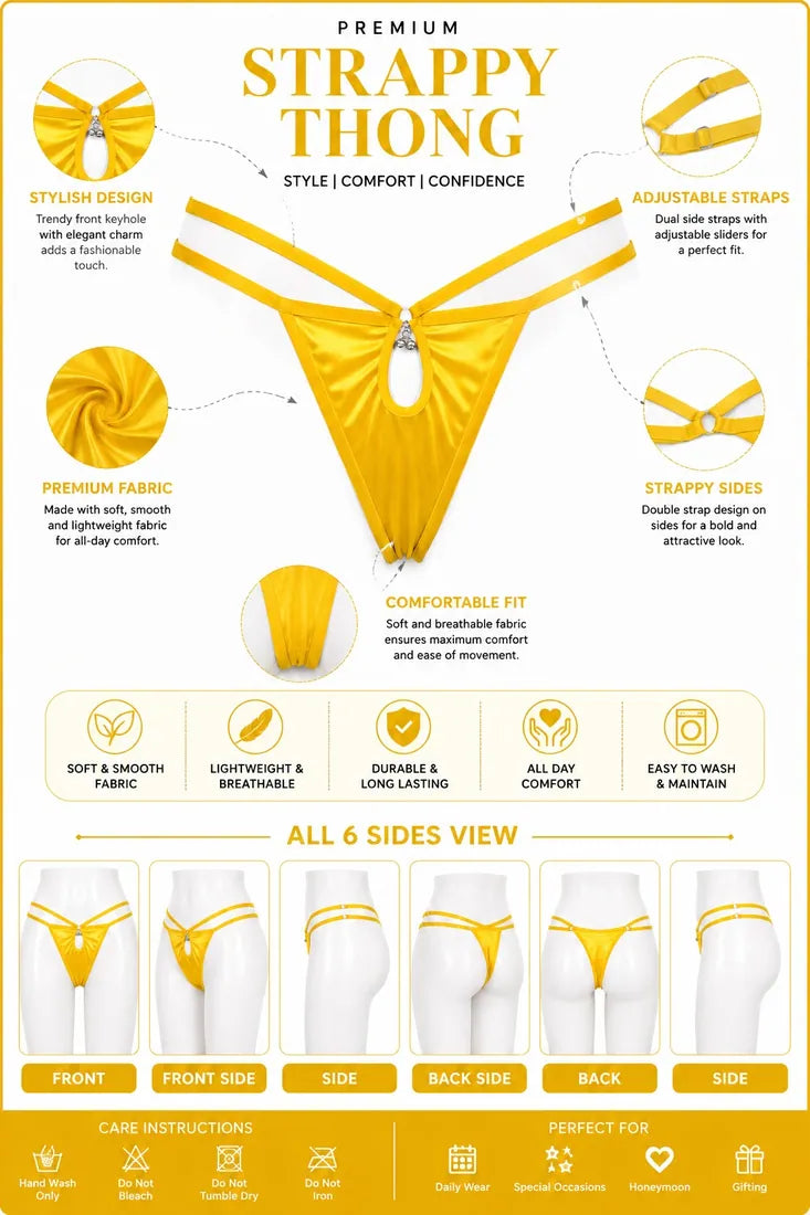 Minimalist Ring Strap Thong in Yellow, photo 4