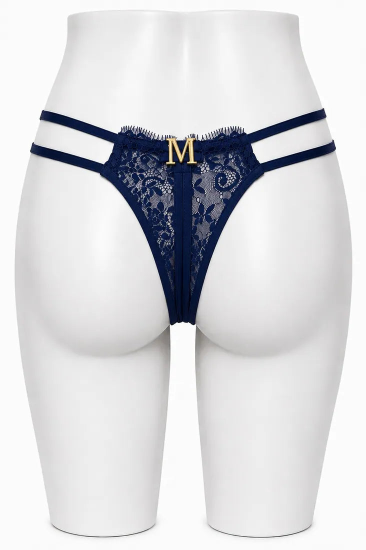 Classic Lace Double Strap Panty in Blue, photo 2