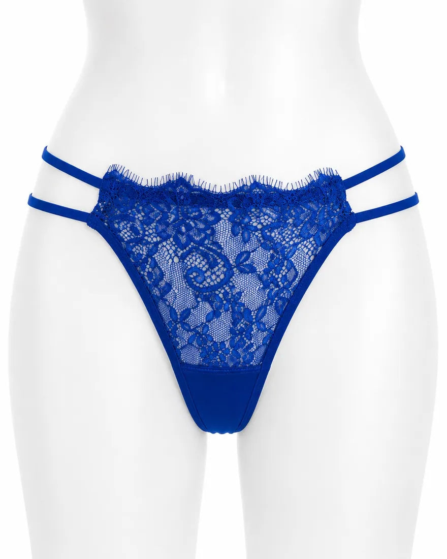 Classic Lace Double Strap Panty in Blue, photo 1