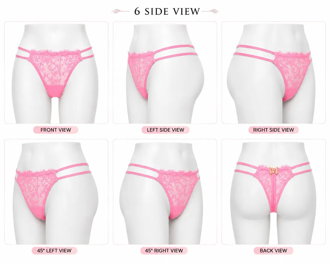 Classic Lace Double Strap Panty in Light Pink, photo 4