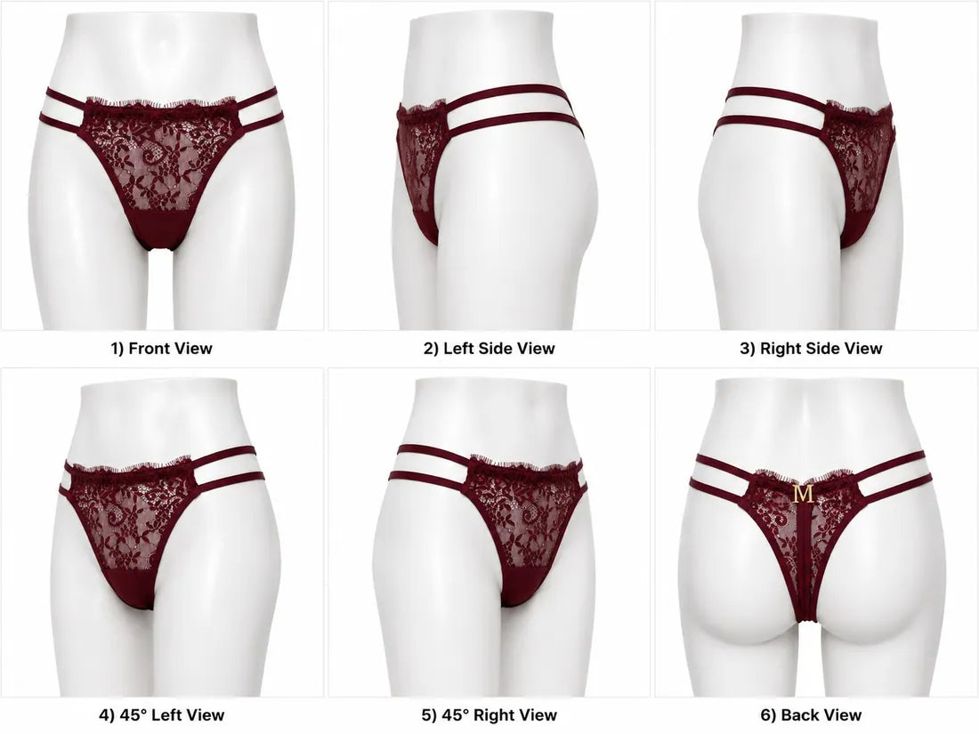 Classic Lace Double Strap Panty in Maroon, photo 4