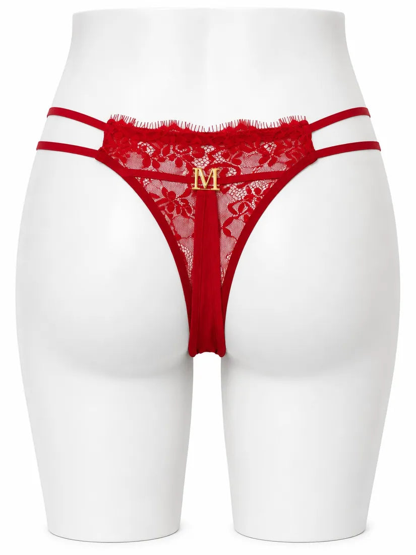 Classic Lace Double Strap Panty in Red, photo 2