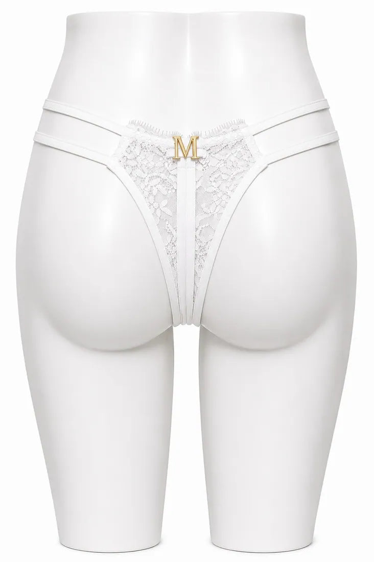 Classic Lace Double Strap Panty in White, photo 2