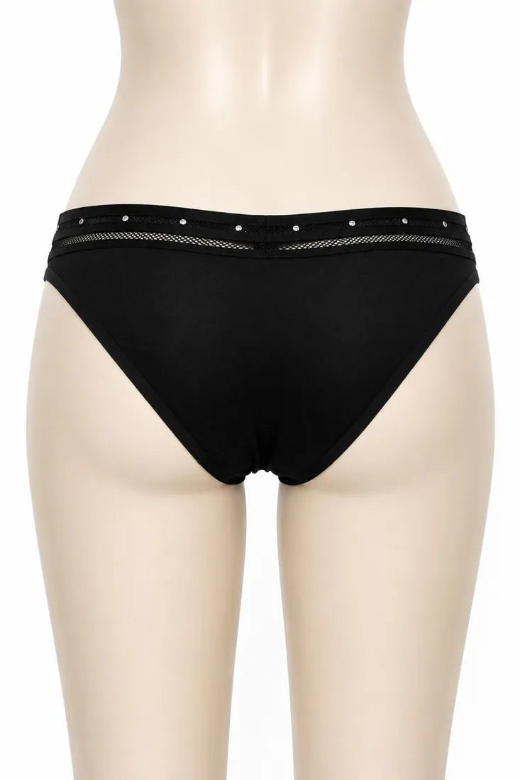 Diamante Strap Bow Thong in Black, photo 2