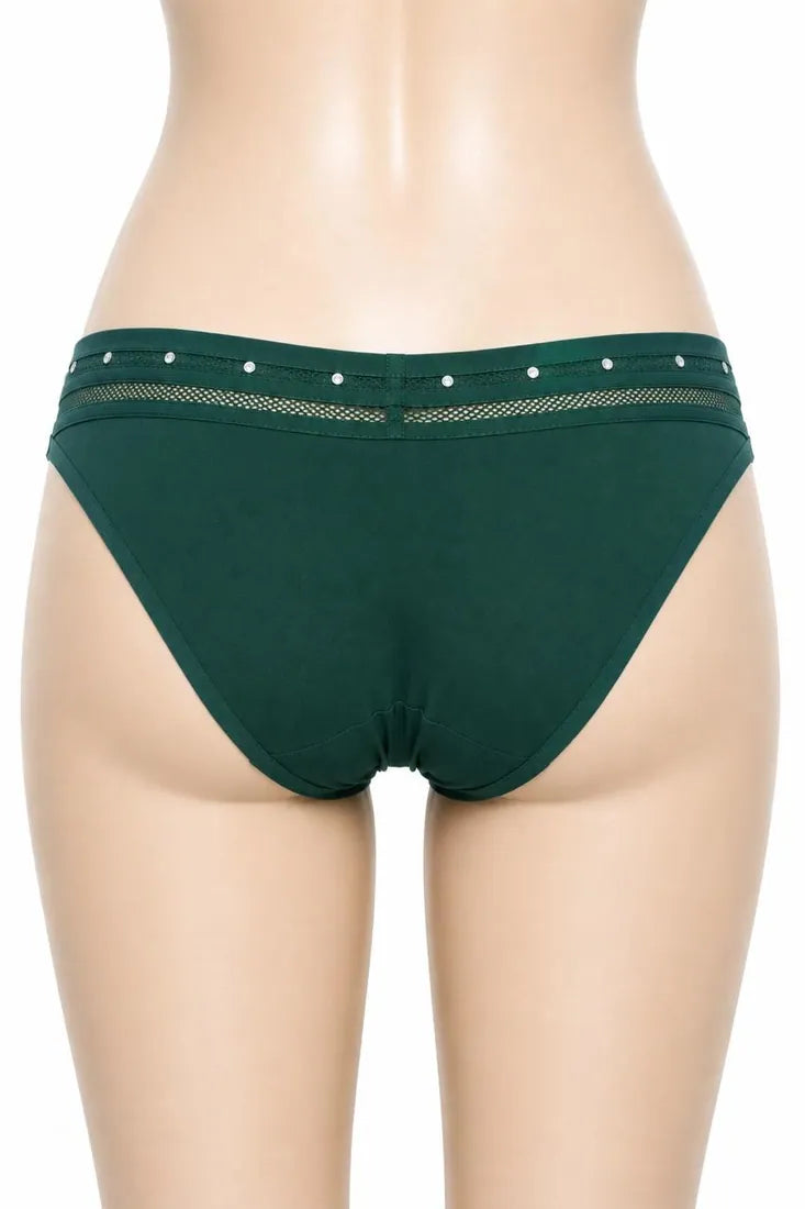 Diamante Strap Bow Thong in Dark Green, photo 2