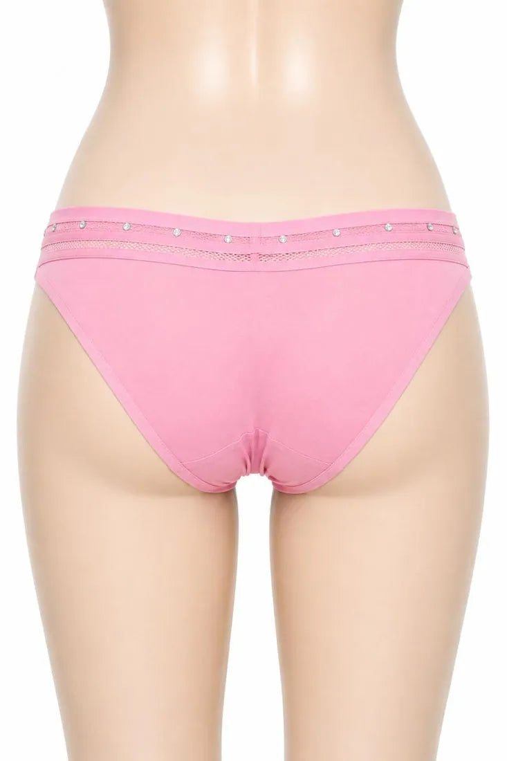 Diamante Strap Bow Thong in Light Pink, photo 2