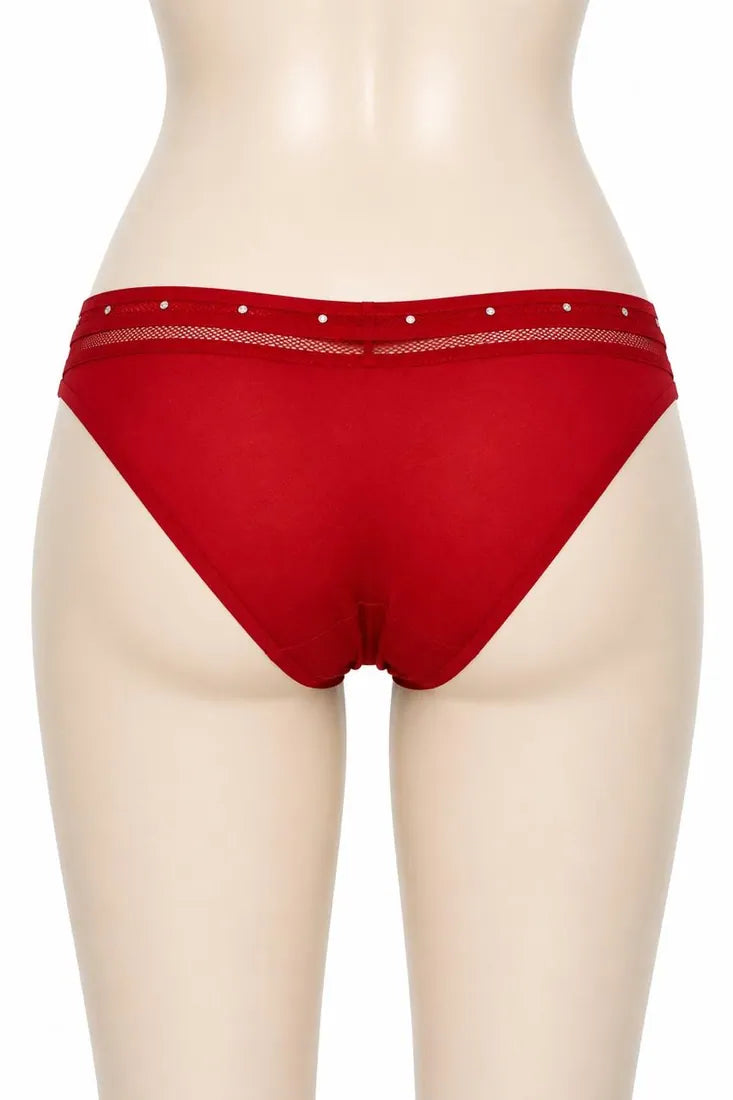 Diamante Strap Bow Thong in Red, photo 2