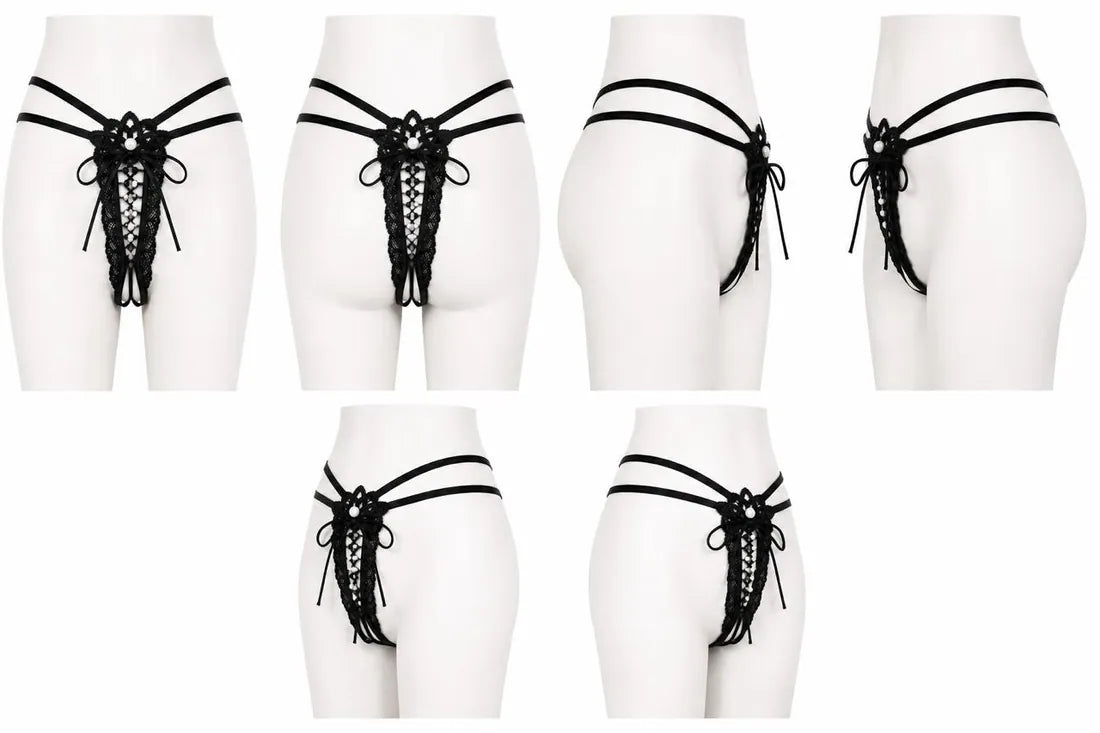 Floral Mesh Lace Bow Panty in Black, photo 4
