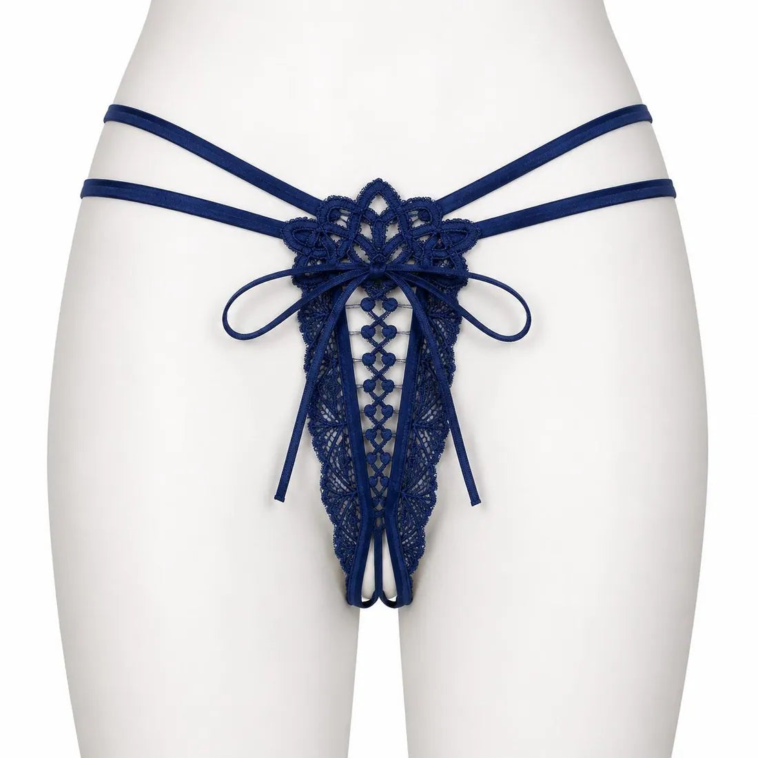 Floral Mesh Lace Bow Panty in Blue, photo 1