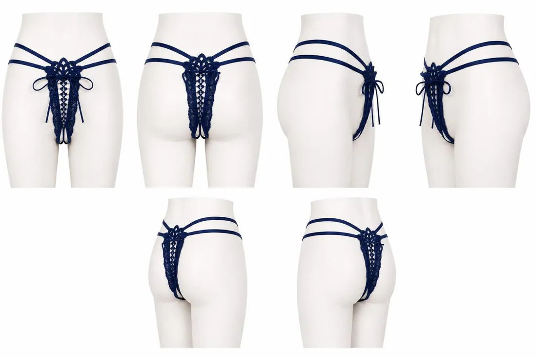 Floral Mesh Lace Bow Panty in Blue, photo 4