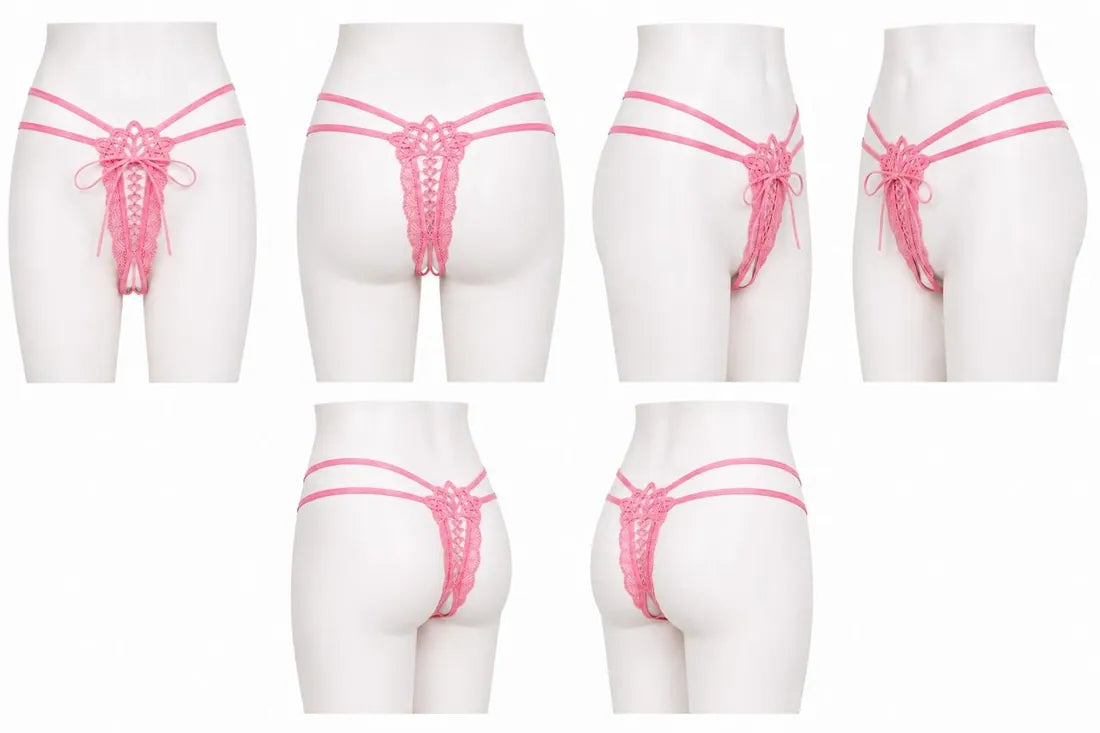 Floral Mesh Lace Bow Panty in Light Pink, photo 4