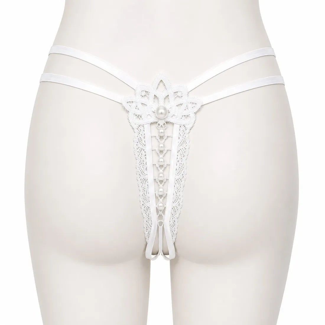 Floral Mesh Lace Bow Panty in White, photo 2