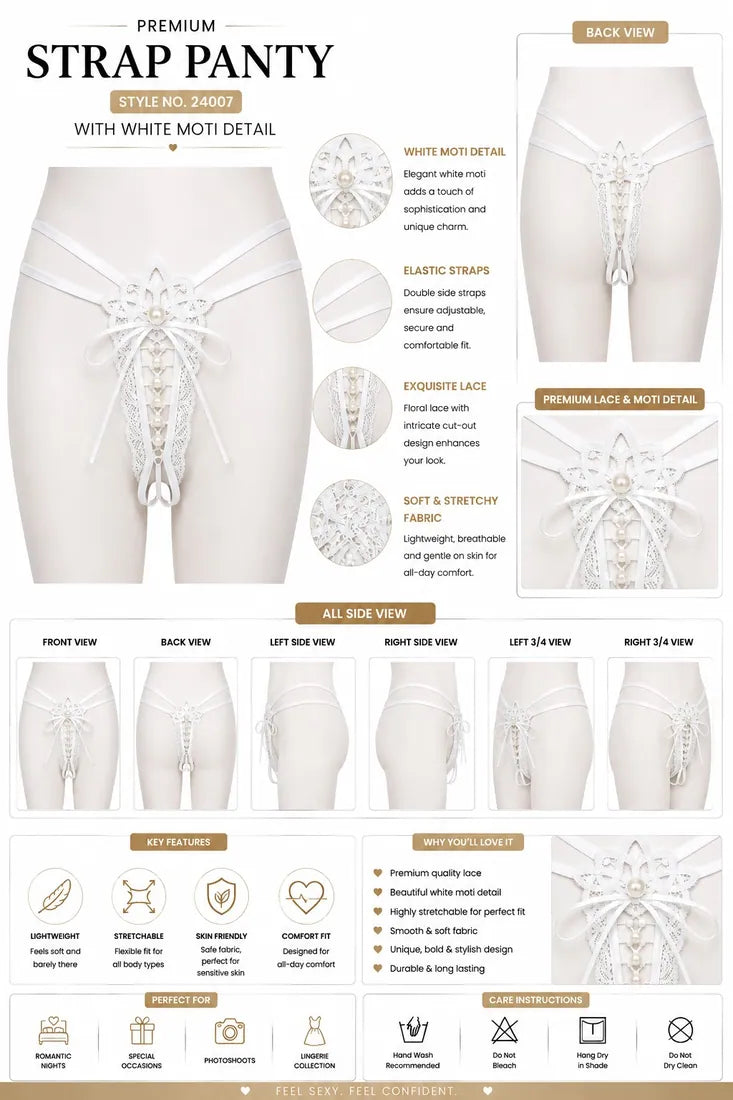 Floral Mesh Lace Bow Panty in White, photo 4